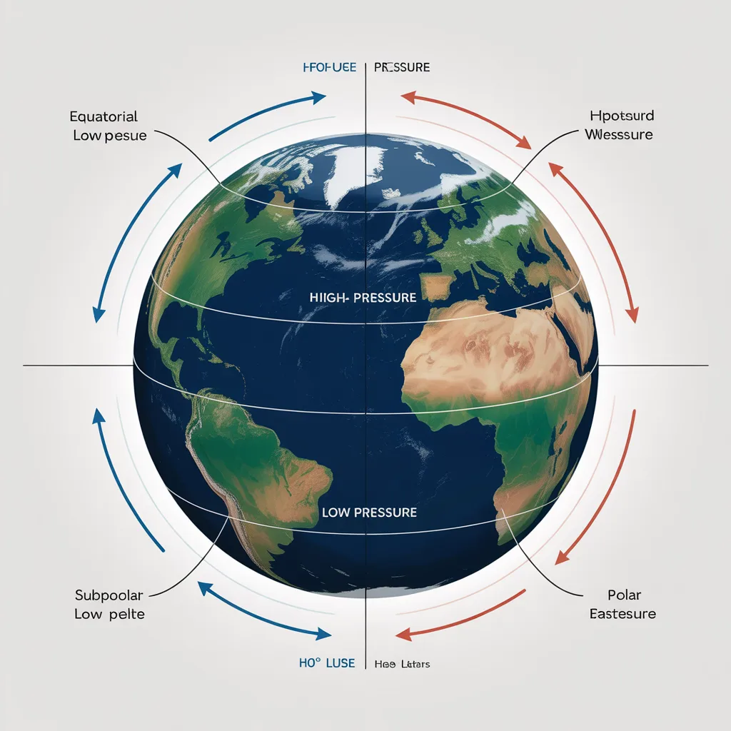 Global Pressure Belts and Winds Diagram ICSE Class 8 Geography