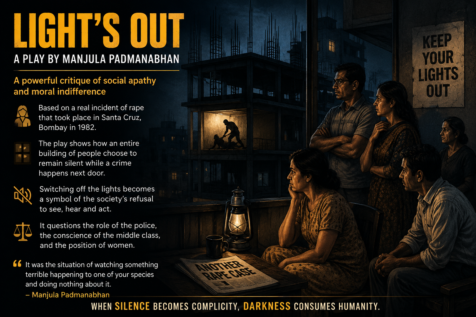 “Scene from Light’s Out play showing social indifference”