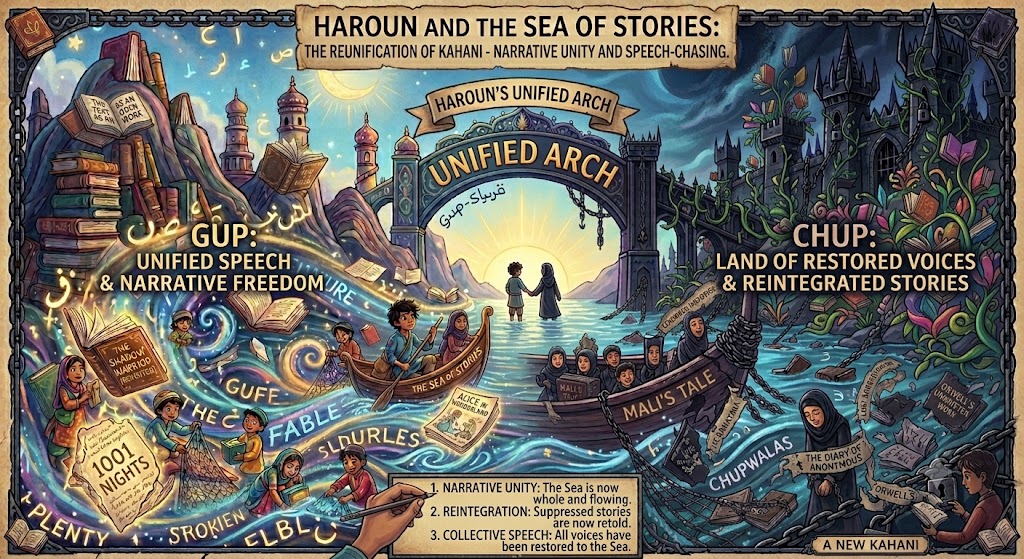 Haroun and the Sea of Stories postmodern novel showing metafiction and intertextual storytelling