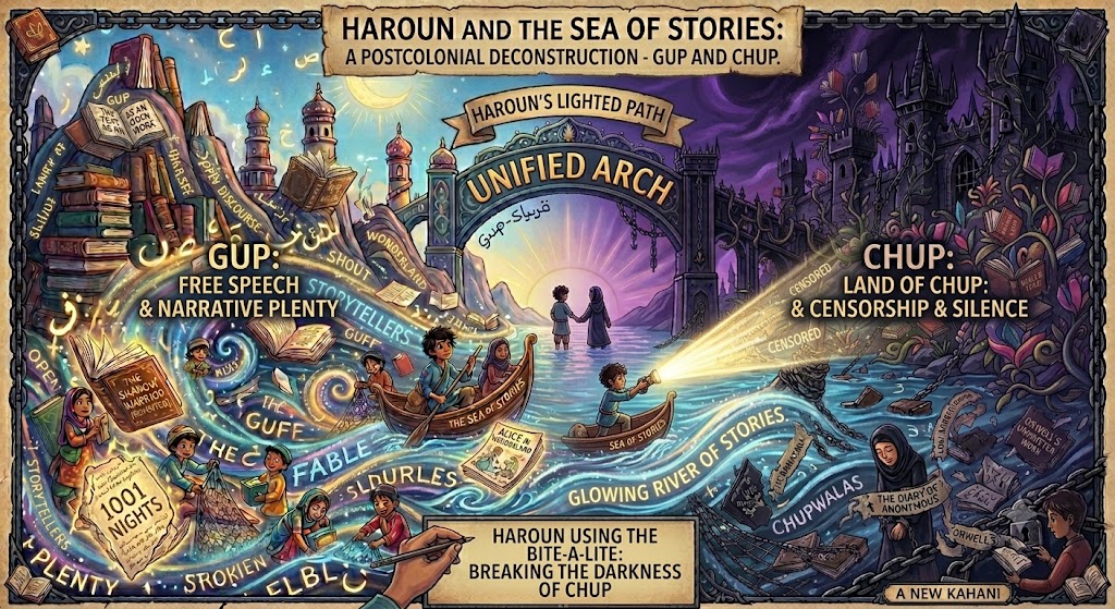 Haroun and the Sea of Stories free speech vs censorship symbolism in Gup and Chup
