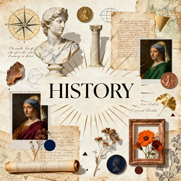 History Study Hub featuring Ancient, Medieval, and Modern History with civilizations, empires, and historical landmarks