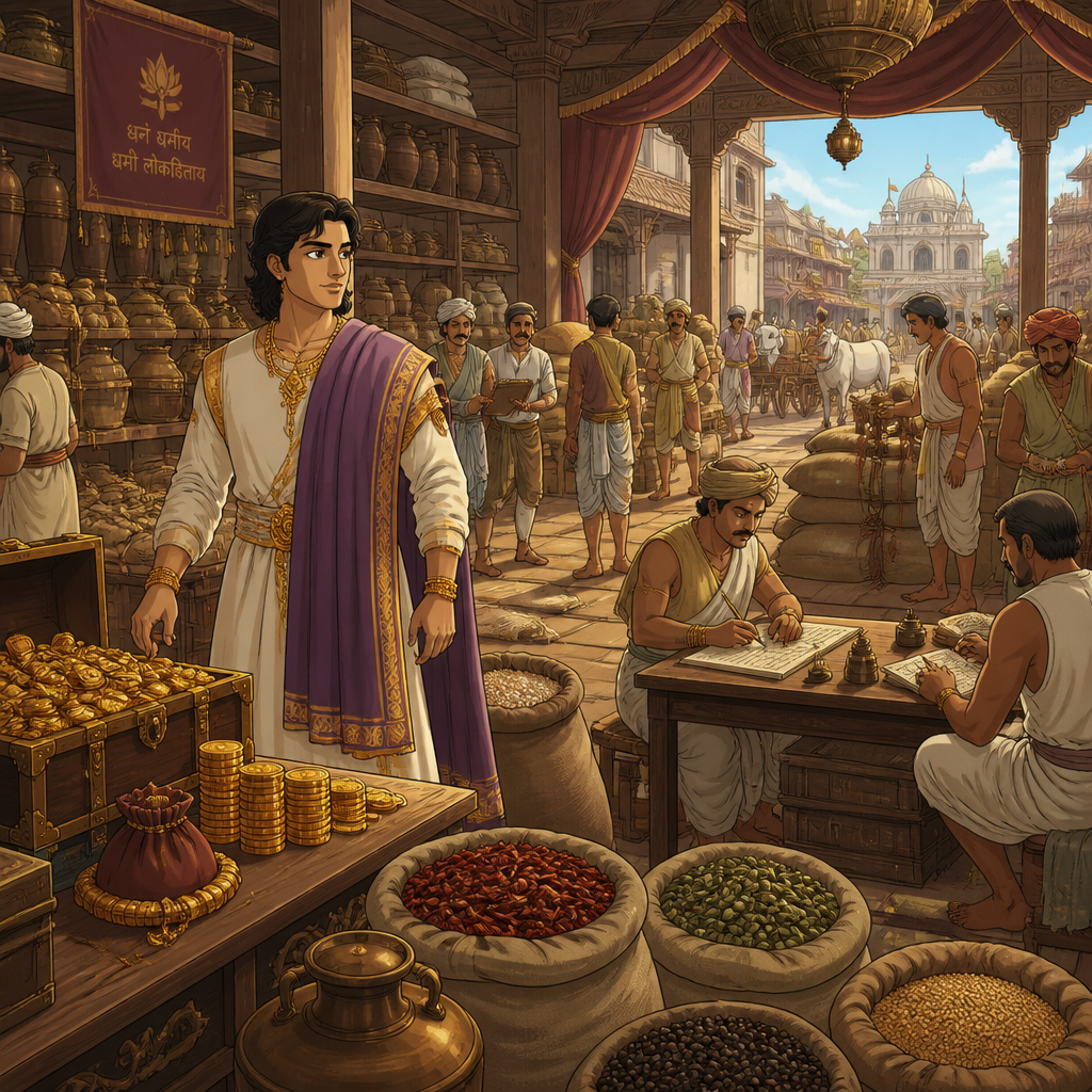 Charudatta in the marketplace of ancient Ujjayini from Mrichchhakatika by Sudraka