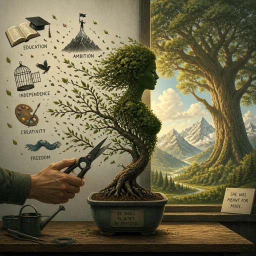 A Work of Artifice by Marge Piercy showing a pruned bonsai tree symbolizing women’s suppressed potential under patriarchy