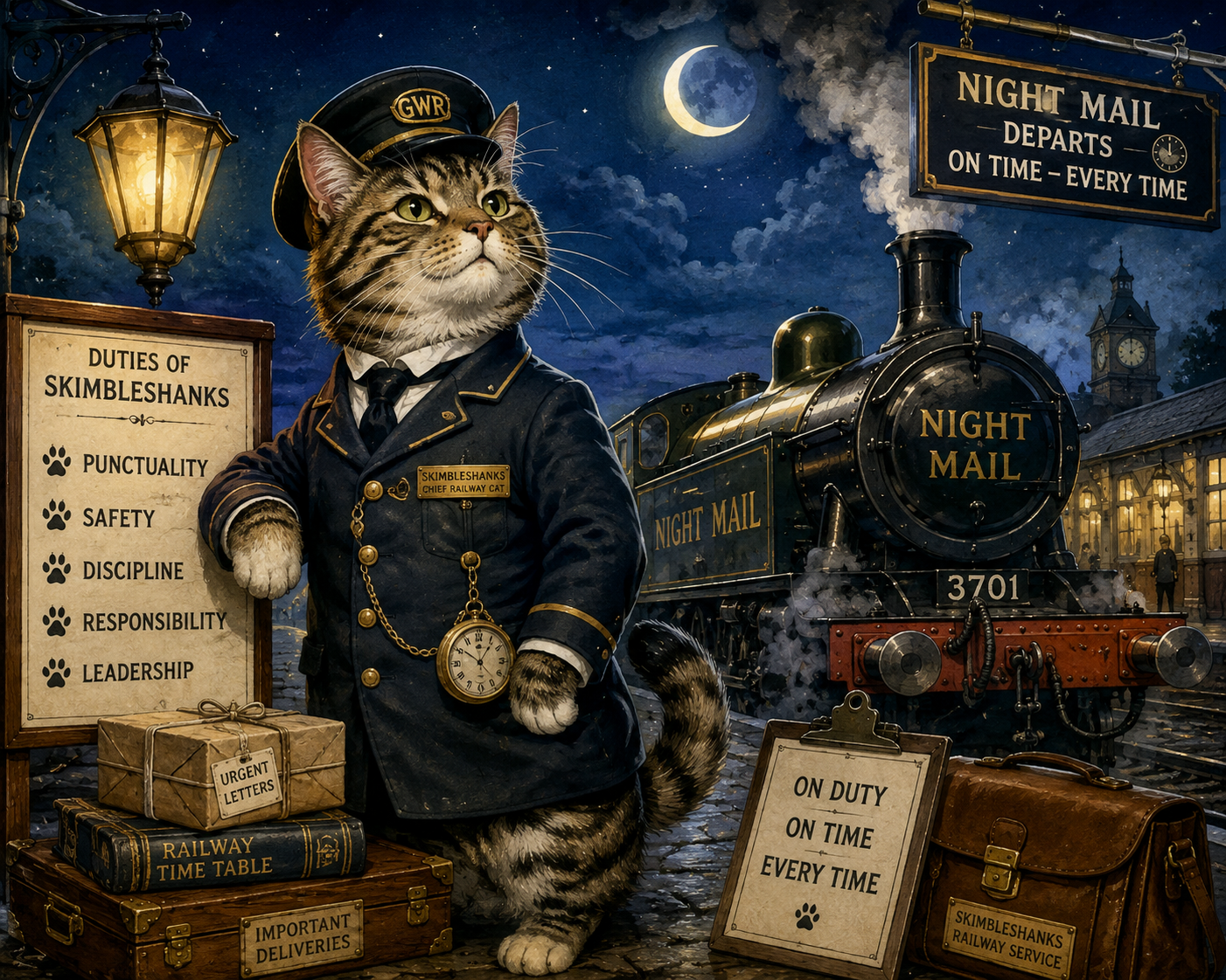 Skimbleshanks the Railway Cat by T. S. Eliot on the Night Mail train